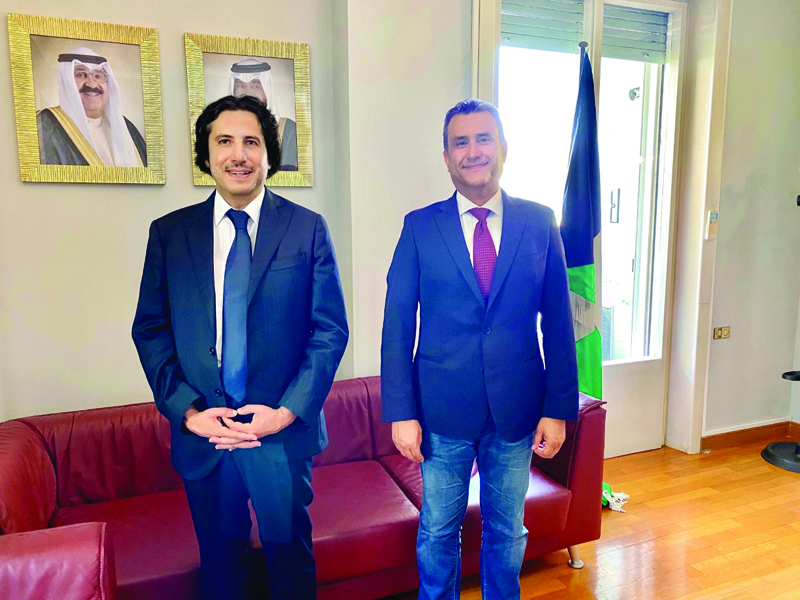 ROME: Kuwaiti Ambassador to Italy Sheikh Azzam Al-Sabah seen with the representative of Kuwait's permanent delegation to FAO. - KUNAn