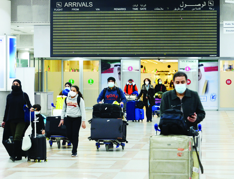 KUWAIT: Passengers are seen in the arrival hall of Kuwait International Airport in this Jan 2, 2021 file photo. - Xinhua n