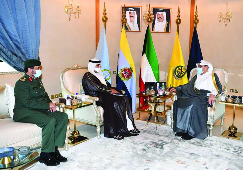 KUWAIT: Deputy Prime Minister and Defense Minister Sheikh Hamad Jaber Al-Ali Al-Sabah meets Ambassador of the UAE to Kuwait Matar Al-Neyadi. - KUNA photosn