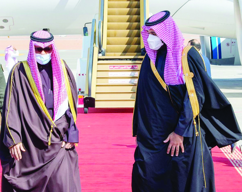 This archive photo shows His Highness the Amir Sheikh Nawaf Al-Ahmad Al-Jaber Al-Sabah leaving Saudi Arabia after he presided over the Kuwaiti delegation at the 41st Gulf Summit in January 2021.nnnnn