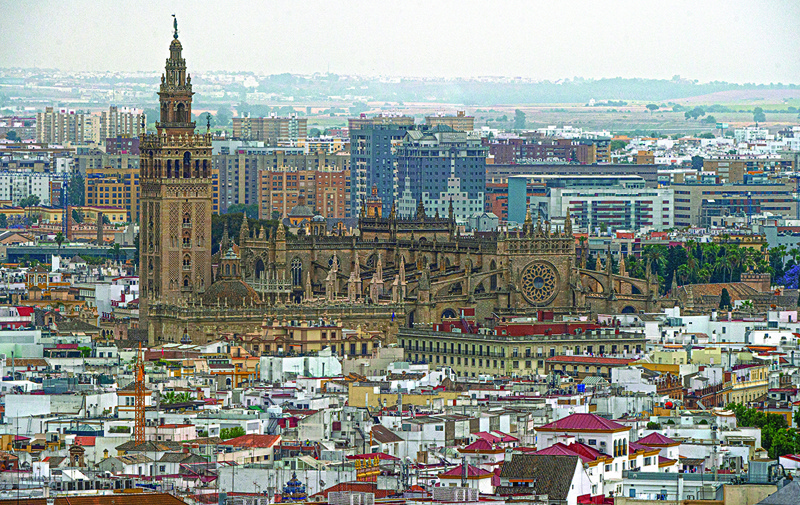 Aerial view taken on May 27, 2021 shows Sevilla's Cathedral. - AFP photos 