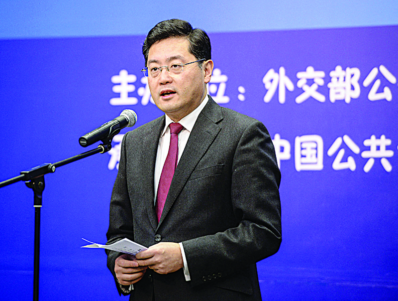 BEJING: File photo shows then director of the Foreign Ministry Information Department of China Qin Gang speaking during an event in Beijing. - AFPn