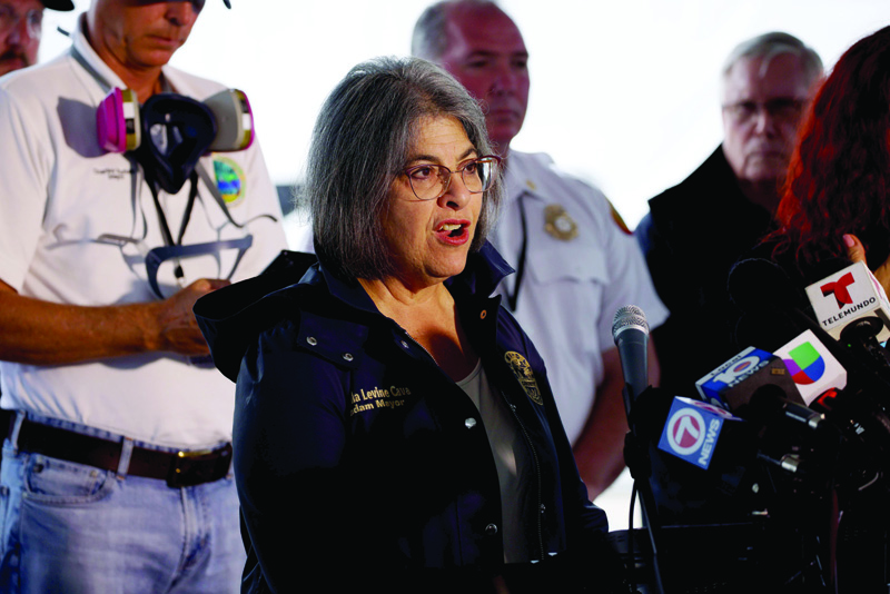 SURFSIDE: Miami-Dade County Mayor Daniella Levine Cava speaks at a news conference on the recovery operation at the collapsed 12-storey Champlain Towers South condo building in Surfside, Florida. - AFPn