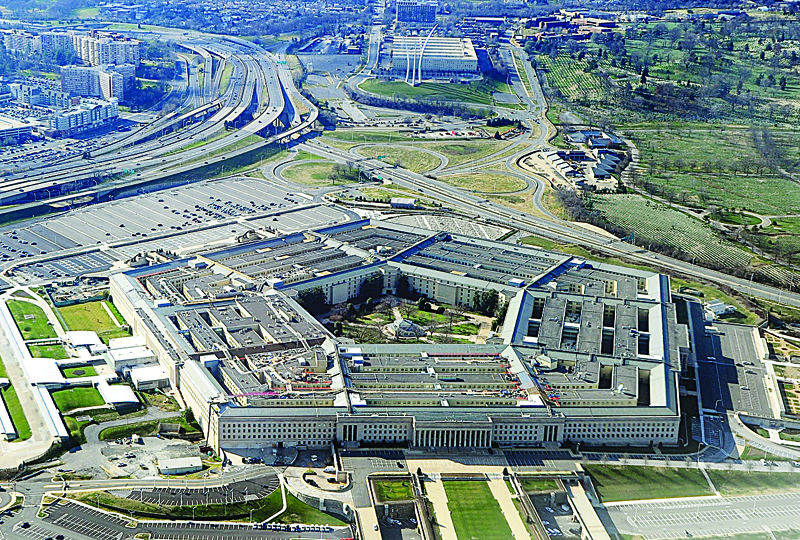 WASHINGTON: File photo shows the Pentagon building in Washington, DC. The Pentagon said yesterday it was scrapping a $10 billion cloud computing contract which sparked a heated dispute between Amazon and Microsoft. – AFPnn