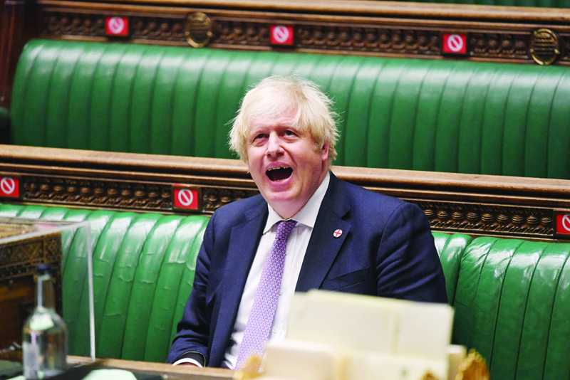 Britain's Prime Minister Boris Johnson attending the weekly session. - AFPn