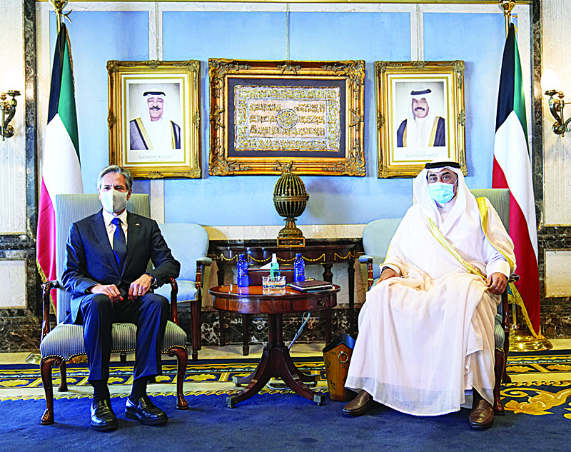 KUWAIT: His Highness the Prime Minister Sheikh Sabah Al-Khaled Al-Hamad Al-Sabah meets US Secretary of State Antony Blinken. - KUNAn
