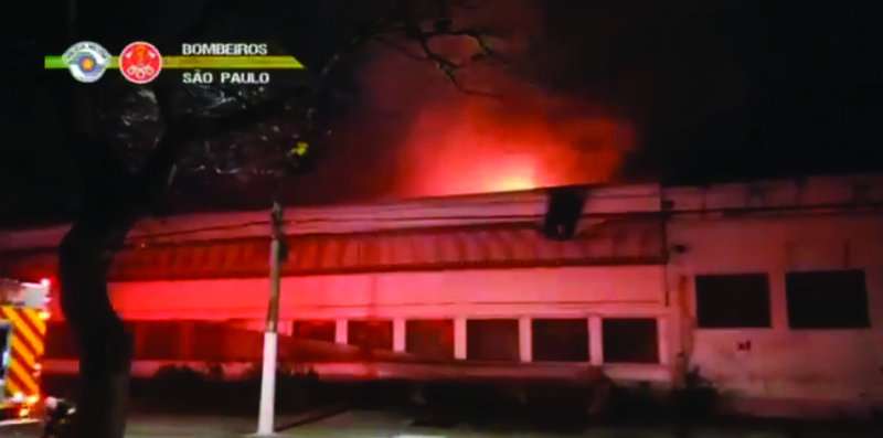 Video grab released by the Fire Department of the Military Police of Sao Paulo State of a fire at a cinematheque's storehouse which contained some 2,000 copies of movies, in Sao Paulo, Brazil. — AFP n