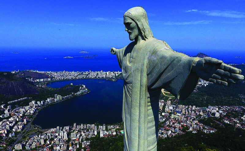 File photo taken of a drone view of the Christ The Redeemer statue during the reopening day of touristic attractions, in Rio de Janeiro, Brazil, amid the COVID-19 novel coronavirus pandemic.—AFP n