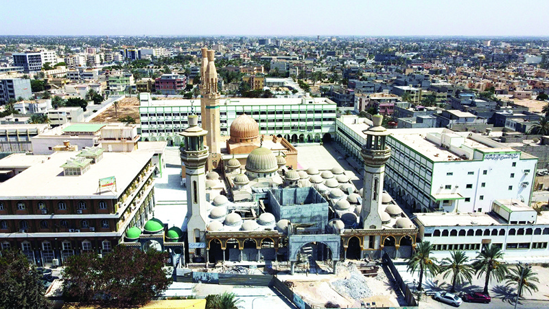 A picture shows the Sufi mosque in Tripoli’s coastal city of Zliten, 150 kilometers east of the Libyan capital, which is alwo a zawiya—an Arabic term for a Sufi institute offering religious education and free accommodation to travellers—also includes boarding school and a university.—AFP photosn