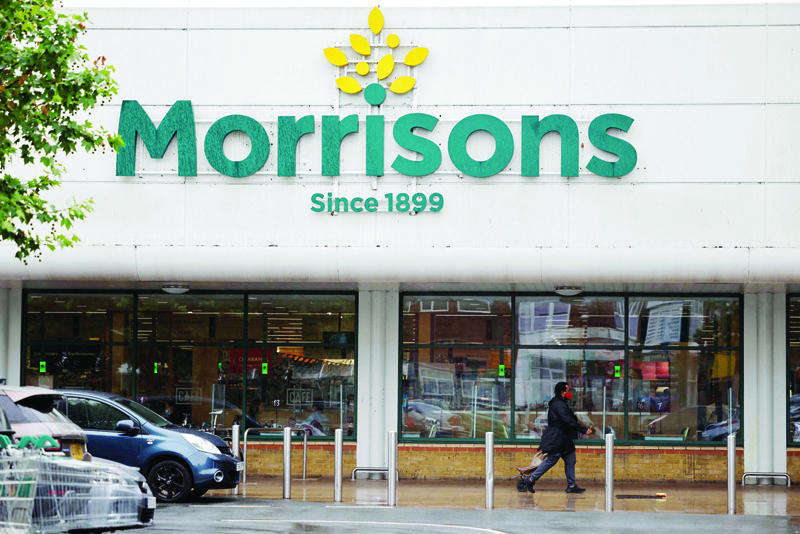 LONDON: File photo shows a view of a Morrisons supermarket in Stratford, east London on June 21, 2021. British supermarket chain Morrisons has accepted a £7bn counter-offer from investment firm CD&. - AFPn