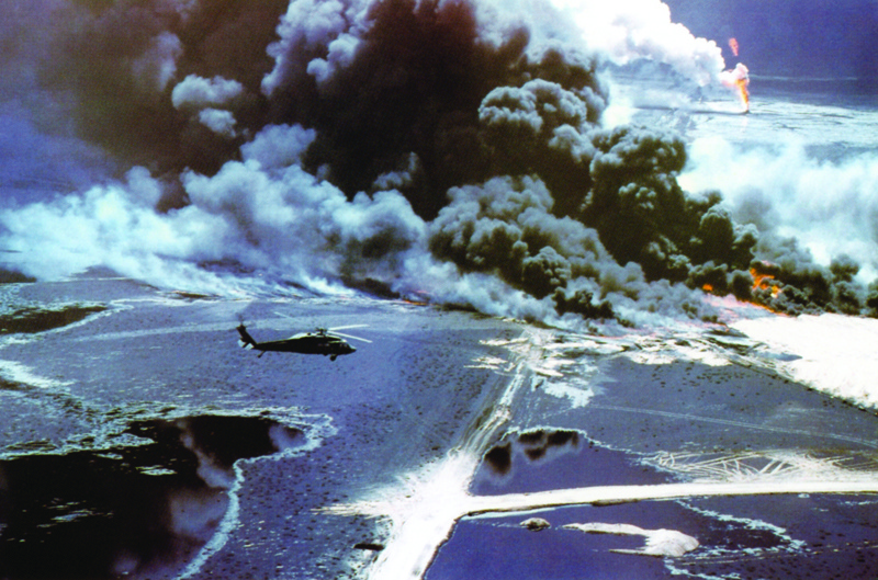 KUWAIT: This archive photo shows oil lakes formed from crude oil leakage during the Iraqi invasion of Kuwait. - KUNAn