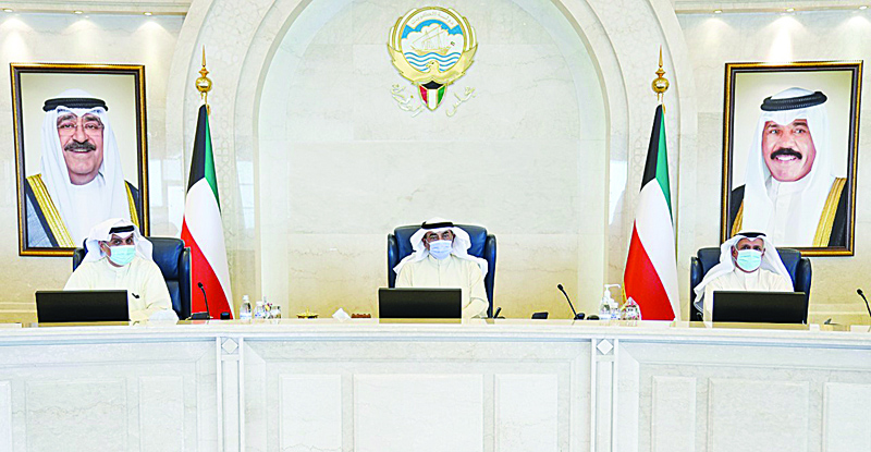 KUWAIT: His Highness the Prime Minister Sheikh Sabah Al-Khaled Al-Hamad Al-Sabah chairs the Cabinet's meeting yesterday. - KUNAn