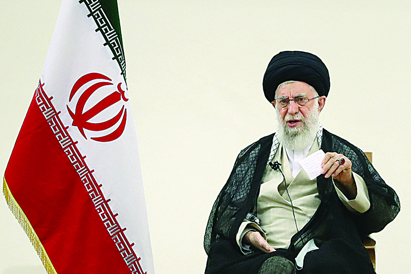 TEHRAN: Iran's Supreme Leader Ayatollah Ali Khamenei delivers a televised speech on the coronavirus situation yesterday. – AFP n