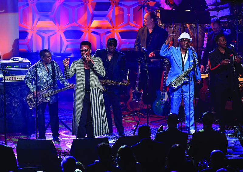In this file photo US musicians Robert ‘Kool’ Bell (left), James ‘JT’ Taylor (second left), Ronald Bell (third from left) and Dennis Thomas (right) of Kool & The Gang perform onstage during the Songwriters Hall of Fame 49th Annual Induction and Awards Dinner at New York Marriott Marquis Hotel in New York City. — AFPn