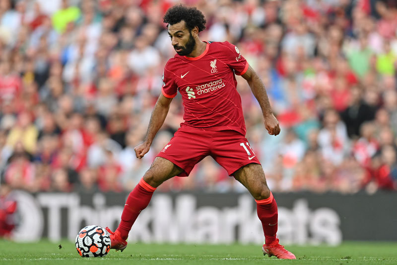 LIVERPOOL: Liverpool's Egyptian midfielder Mohamed Salah controls the ball during the English Premier League football match against Chelsea at Anfield in Liverpool on Saturday. – AFPn