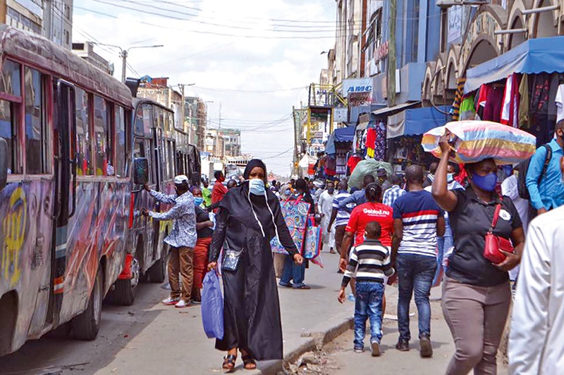 NAIROBI: People shop in Nairobi. Kenyaís economy shrank for the first time in three decades last year as the country was battered by the coronavirus pandemic.