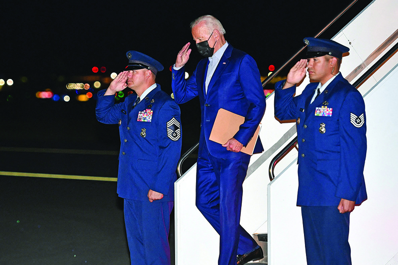 PHILADELPHIA: US President Joe Biden steps off Air Force One upon arrival at Philadelphia International Airport in Philadelphia, Pennsylvania. - AFP n