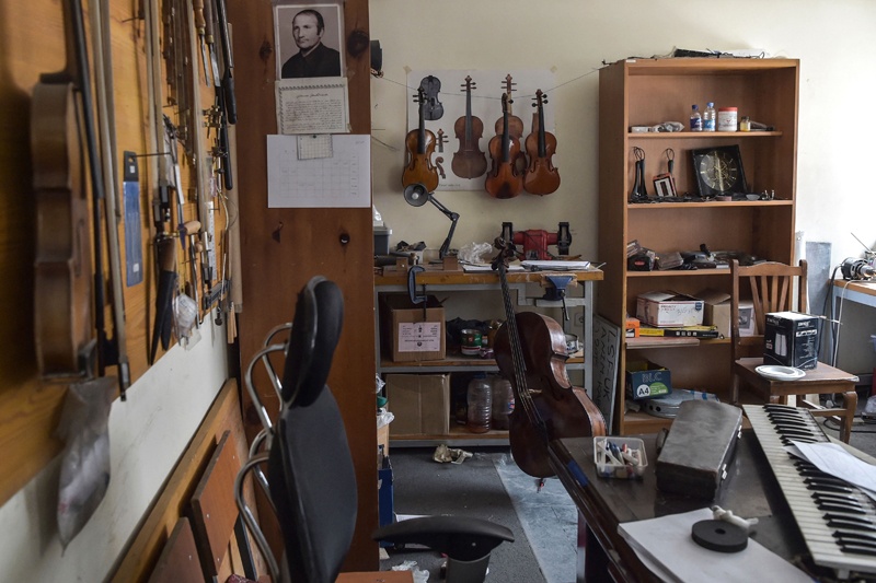 This photo shows a room with musical instruments at the Afghanistan National Institute of Music in Kabul.—AFPn