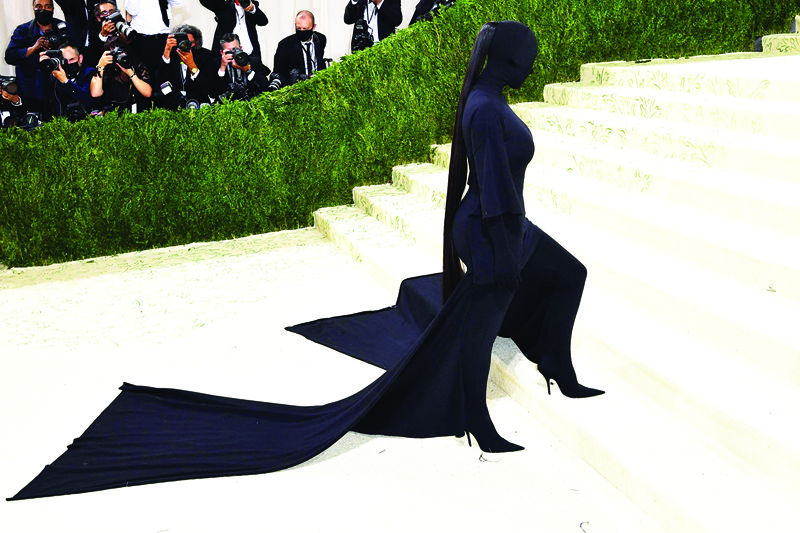 US socialite Kim Kardashian arrives for the 2021 Met Gala at the Metropolitan Museum of Art in New York. – AFP photosn