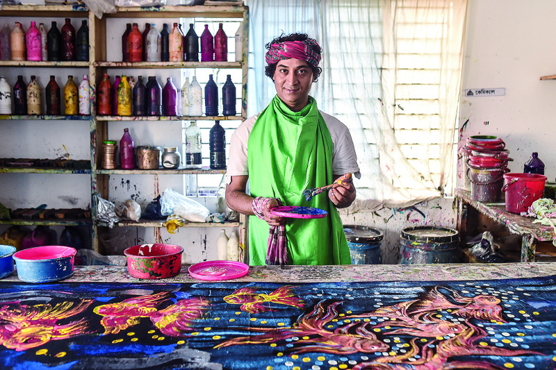 DHAKA: In this picture taken on June 24, 2021, a transgender person works at Bhuyan Fashion garment factory owned by Siddik Bhuyan Synthia, a transgender in Dhaka. --AFPnn