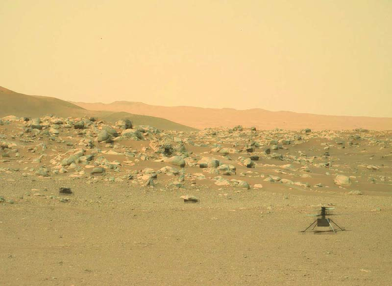 IN SPACE:  This file NASA photo shows NASA’s Ingenuity Mars Helicopter (right) captured by Mars Perseverance rover using its Left Mastcam-Z Camera. – AFP n