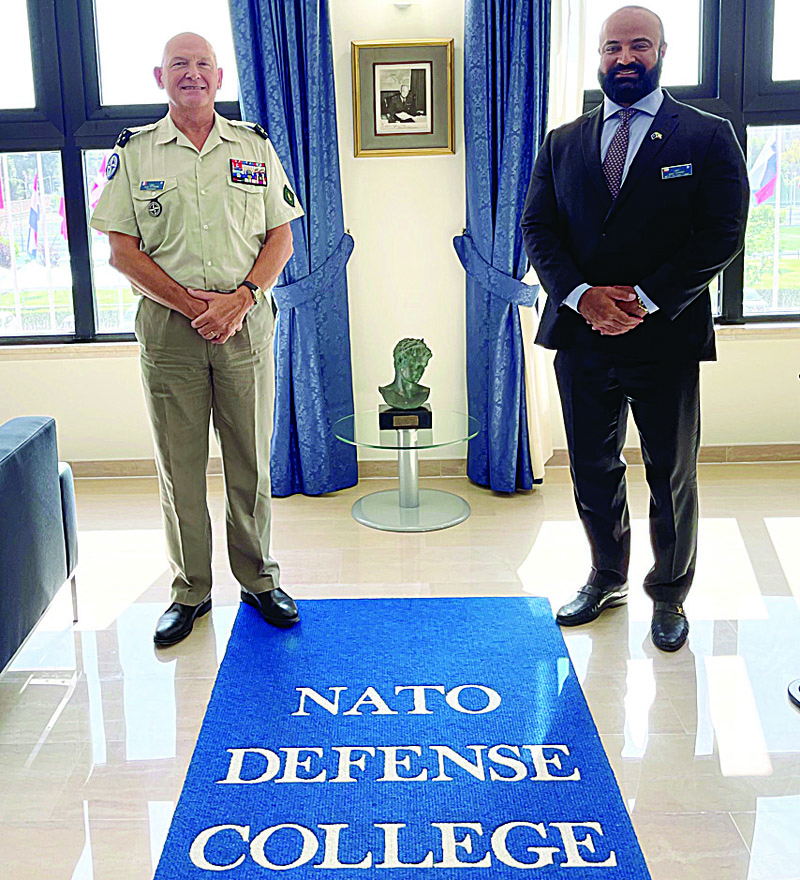 ROME: Colonel Marine Naser Marafie (RIGHT) with head of the NATO Defense College Lieutenant-General Olivier Rittimann. - KUNAn