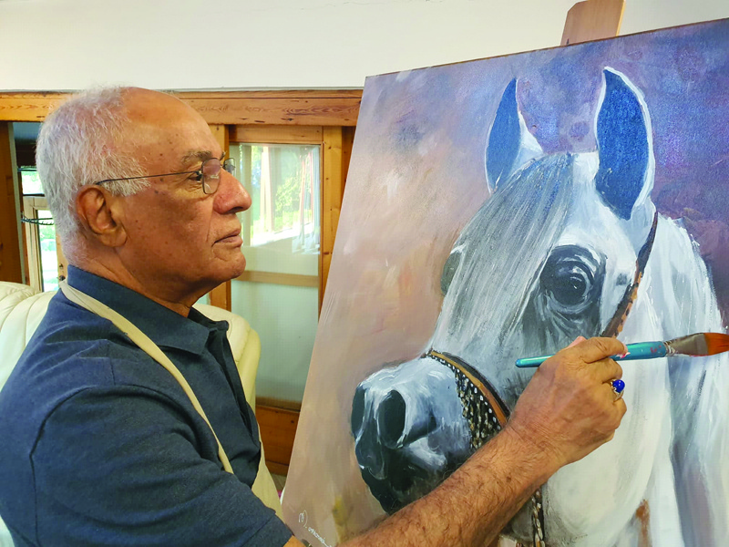 Kuwaiti artist Mahmoud Ashkanani is seen in his workshop.n