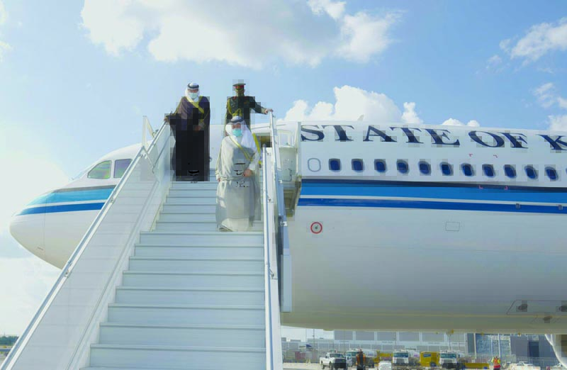 NEW YORK: His Highness the Prime Minister Sheikh Sabah Al-Khaled Al-Hamad Al-Sabah arrives in New York to head Kuwait's delegation to the 76th Session of the UN General Assembly. - KUNAn