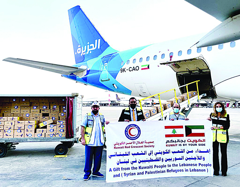 BEIRUT: Donations through the Alghanim Industries, Kuwait Red Crescent Society alliance arrive in Beirut, Lebanon.n