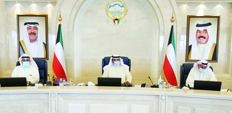 KUWAIT: His Highness the Prime Minister Sheikh Sabah Al-Khaled Al-Hamad Al-Sabah (center) chairs the Cabinet's meeting. - KUNAnnnnn