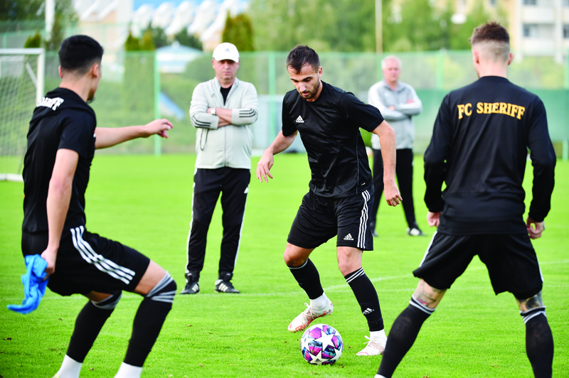 TIRASPOL: FC Sheriff's players attend a training session before a Moldovan league match at Sheriff Stadium in Tiraspol, the capital of Transnistria on September 11, 2021. - AFPn