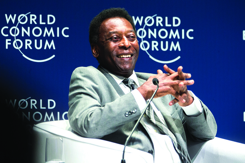 SAO PAULO: In this handout file photo released by WEF and taken on March 14, 2018, Brazilian football legend Pele smiles during the opening plenary at the World Economic Forum on Latin America 2018 in Sao Paulo, Brazil. – AFPn
