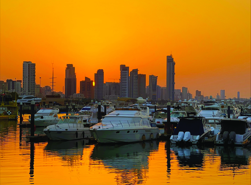 KUWAIT: A picture of taken by photographer Christina Monachan (Instagram: @heavenlyhuesbychristy) on October 9, 2021 shows the sunset as seen from the Marina Crescent.nn(To have your picture featured in the Kuwait Times' 'Photo of the Day' section, please send your horizontal, high resolution and unedited photos to local@kuwaittimes.com, along with the full name and Instagram account, in addition to a description showing the picture's location and date taken)nn
