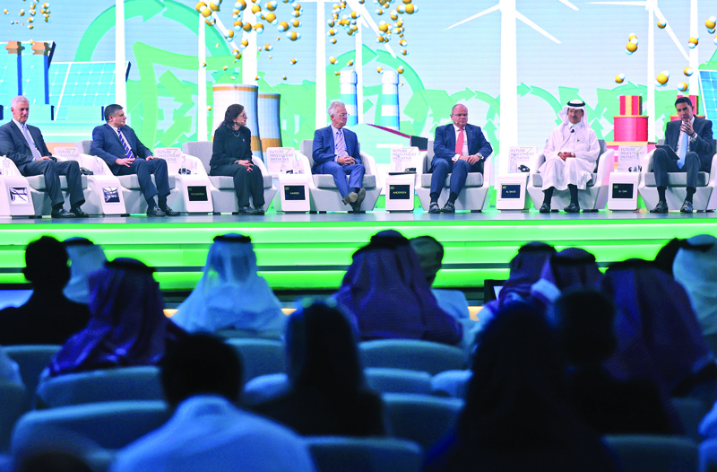 RIYADH: Saudi Energy Minister Abdulaziz bin Salman (second right) participates in a panel during the annual Future Investment Initiative (FII) conference in the Saudi capital Riyadh yesterday.-- AFPnn