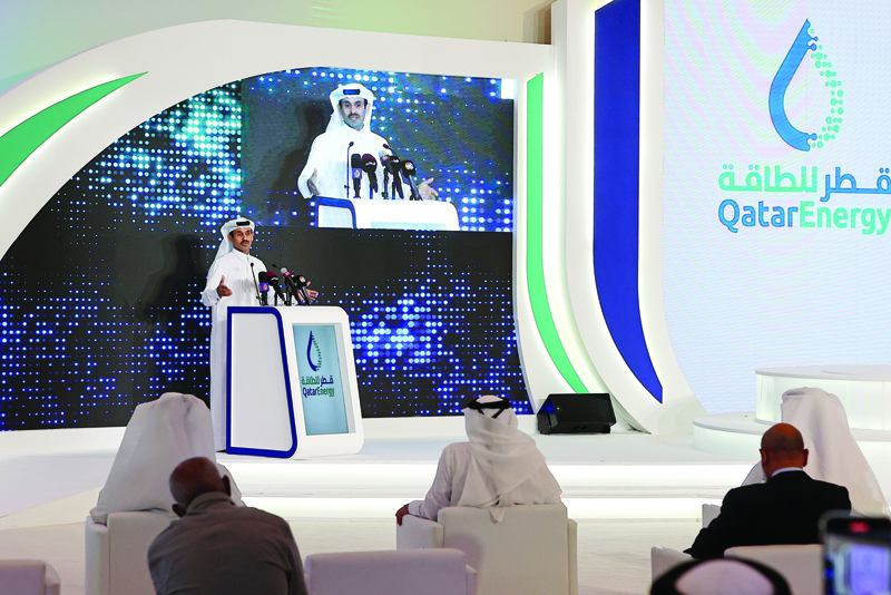DOHA: Qatar's Minister of State for Energy Affairs Saad Sherida Al-Kaabi announces that Qatar Petroleum changed its name to Qatar Energy, during a press conference in Doha yesterday. - AFPnn