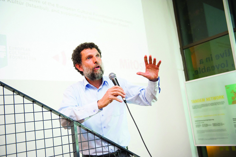ISTANBUL: This undated handout photograph shows Parisian-born Turkish philanthropist Osman Kavala speaking during an event in Istanbul. - AFP n