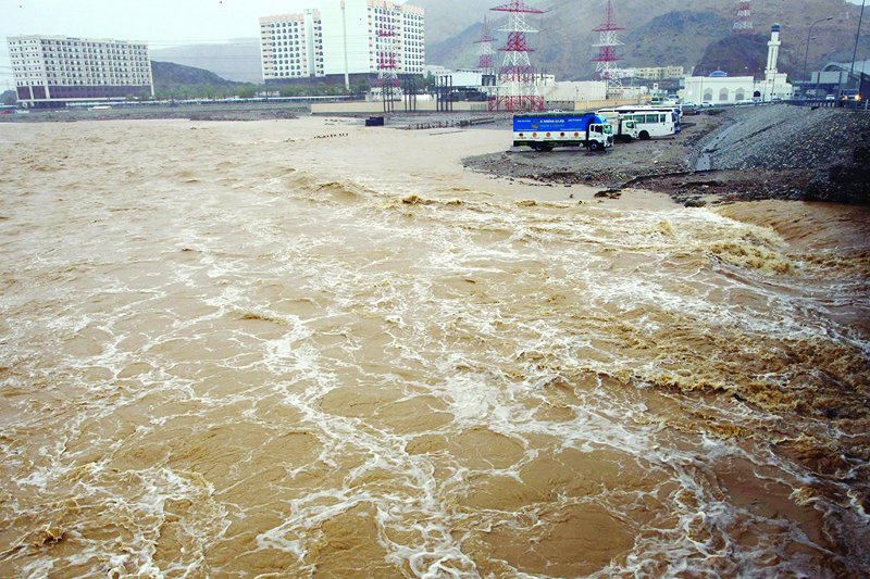 MUSCAT: A picture taken yesterday shows flooding in the Omani capital as Cyclone Shaheen hit the country. - AFP n