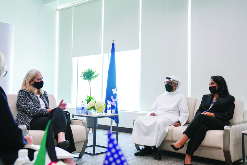KUWAIT: US Ambassador to Kuwait Alina L Romanowski (left) is seen during her visit to the Kuwait Technical College.n