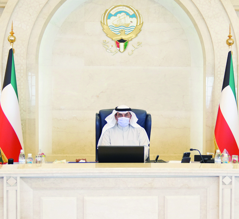 KUWAIT: His Highness the Prime Minister Sheikh Sabah Al-Khaled Al-Hamad Al-Sabah chairs the Cabinet's meeting. - KUNAn