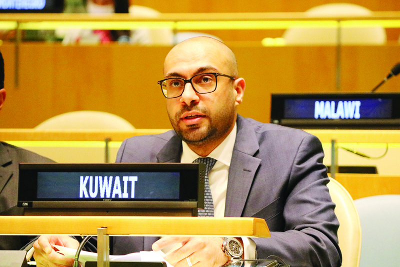 NEW YORK: First Secretary of the Permanent Mission of the State of Kuwait to the United Nations Fahad Hejji makes an address to the UN Social, Humanitarian and Cultural Issues (Third Committee). - KUNAn