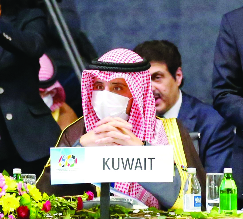 BELGRADE: Foreign Minister Sheikh Dr Ahmad Nasser Al-Mohammad Al-Sabah chairs Kuwait's delegation at the ministerial meeting of the Non-Aligned Movement countries yesterday. - KUNAn