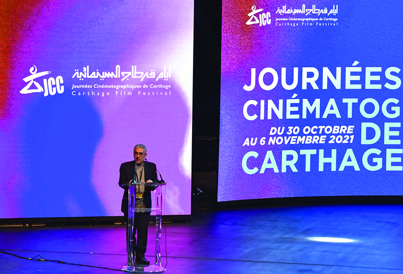 Director of Tunisia’s Carthage Film Festival Ridha Behi delivers a speech during the opening ceremony of the 32nd edition of the cinema event in the capital Tunis.—AFP photosn