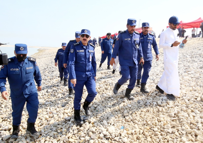 Kuwait Fire Force Chief Lt Gen Khaled Al-Mikrad attends the drill. - Photos by Yasser Al-Zayyat 
