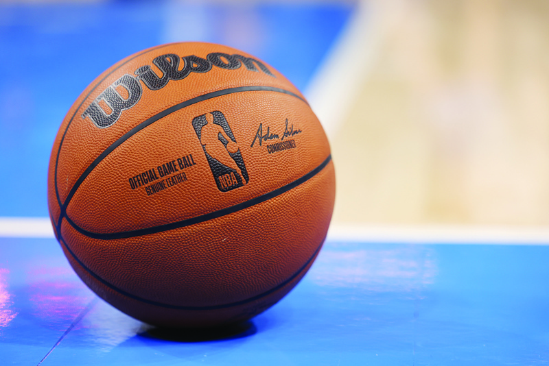 OKLAHOMA CITY: A generic view of the Wilson NBA basketball used during a preseason game between the Denver Nuggets and the Oklahoma City Thunder on October 13, 2021 at Paycom Center in Oklahoma City, Oklahoma. - AFPnn