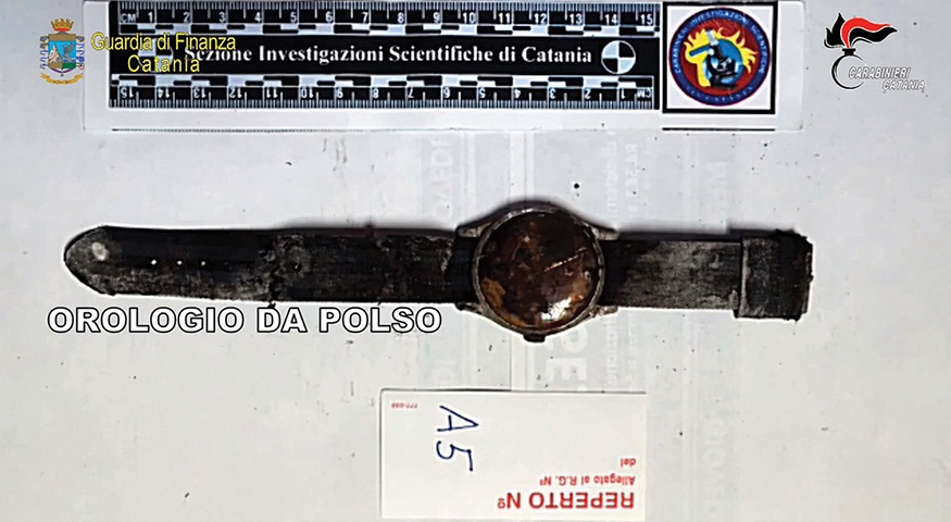 CATANIA: This image grabbed from a video handout shows a watch found by members of the Guardia di Finanza dog squad from Nicolosi, Catania, in a lava cave on the Etna volcano near Zafferana Etnea, Sicily. — AFP