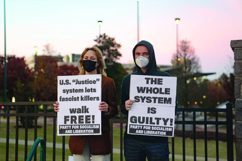 ATLANTA: Demonstrators gather to protest the acquittal of Kyle Rittenhouse on November 20, 2021 in Atlanta, Georgia. - AFPnnn