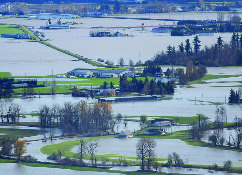 ABBOTSFORD, British Columbia: A view of flooding in the Sumas Prairie area of Abbotsford British Columbia, Canada, on November 17, 2021. – AFPnnn