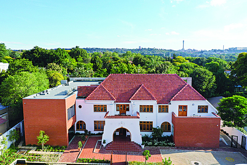 This aerial view shows the the Sanctuary Mandela hotel in Johannesburg.n