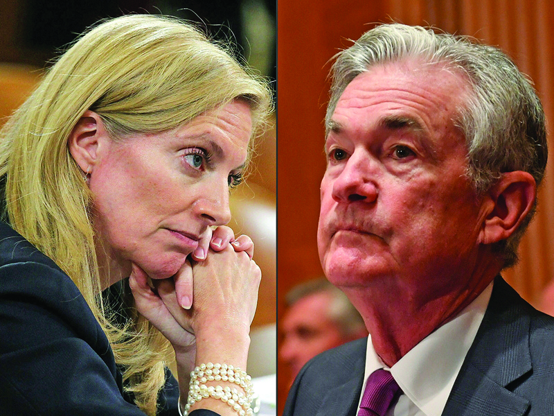 WASHINGTON: This combination of pictures shows Under US Secretary of State Lael Brainard and US Federal Reserve Chairman Jerome Powell. President Joe Biden said yesterday he will make a hotly awaited announcement on who will head the US Federal Reserve likely by the start of next week. – AFPnn