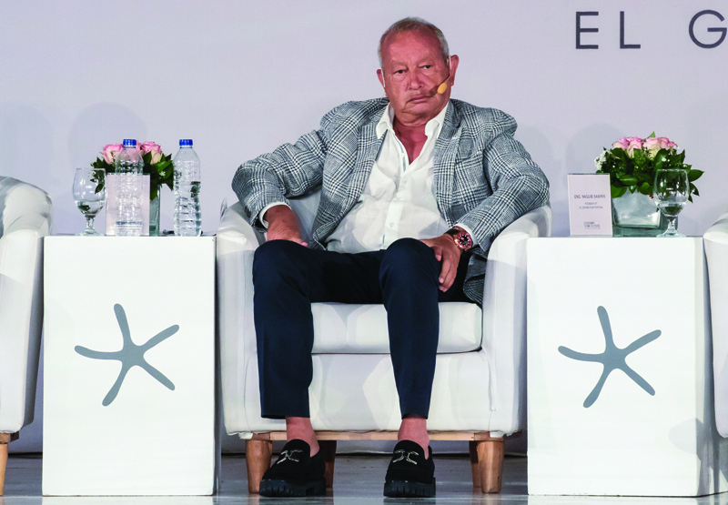 CAIRO, Egypt: In this file photo, Egyptian tycoon and El-Gouna Film Festival co-founder Naguib Sawiris speaks during a press conference in Cairo. --AFPnn